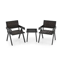 Boyel Living 3 Pieces Patio Pe Wicker Bistro Set with Quick-Drying Foam