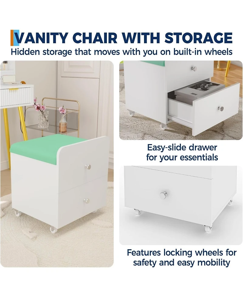 gaomon Vanity Stool with Storage