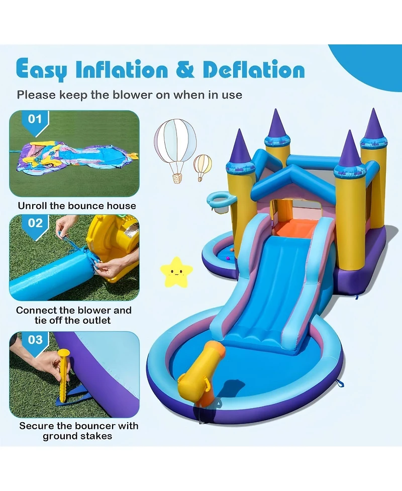 Hongge 6 in 1 Inflatable Kids Water Park for Yard