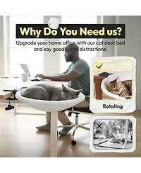 Ltmate Adjustable Cat Desk Bed, Sunken Design Cat Hammock, Supports Up to 50 lbs