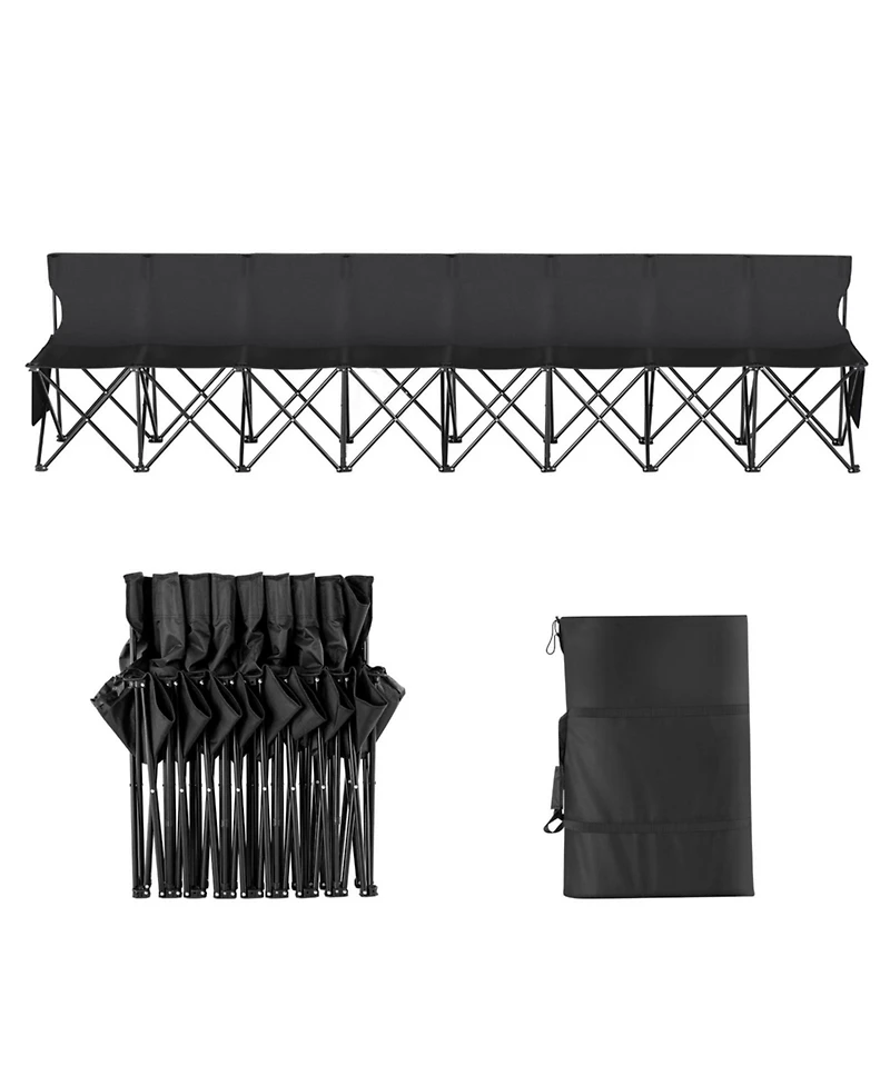 Yiortwo 8-Seat Portable Folding Sports Bench with Carry Bag, Outdoor Team Camping Chair