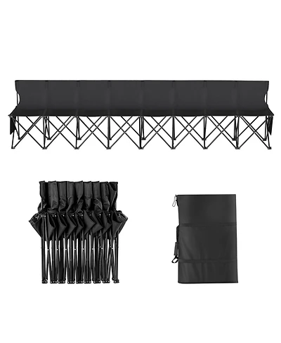Yiortwo 8-Seat Portable Folding Sports Bench with Carry Bag, Outdoor Team Camping Chair