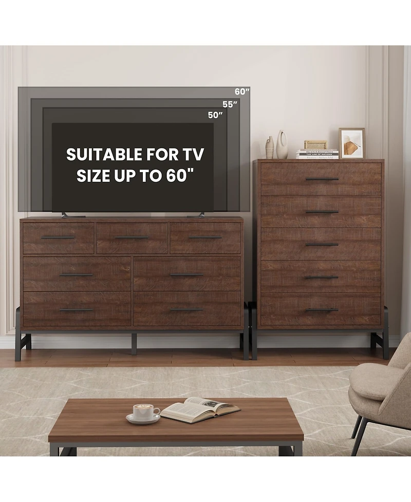 homfan Tall 6-Drawer Entryway Storage Cabinet, Freestanding Wooden Dresser for Bedroom, Living Room and Foyer