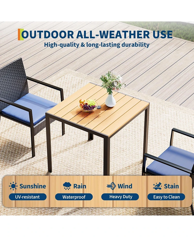 Gaomon Patio Dining Set, Wicker Outdoor Table and Chairs with Umbrella Hole Soft Cushion, Furniture Set for Backyard, Garden, Poolside, Deck