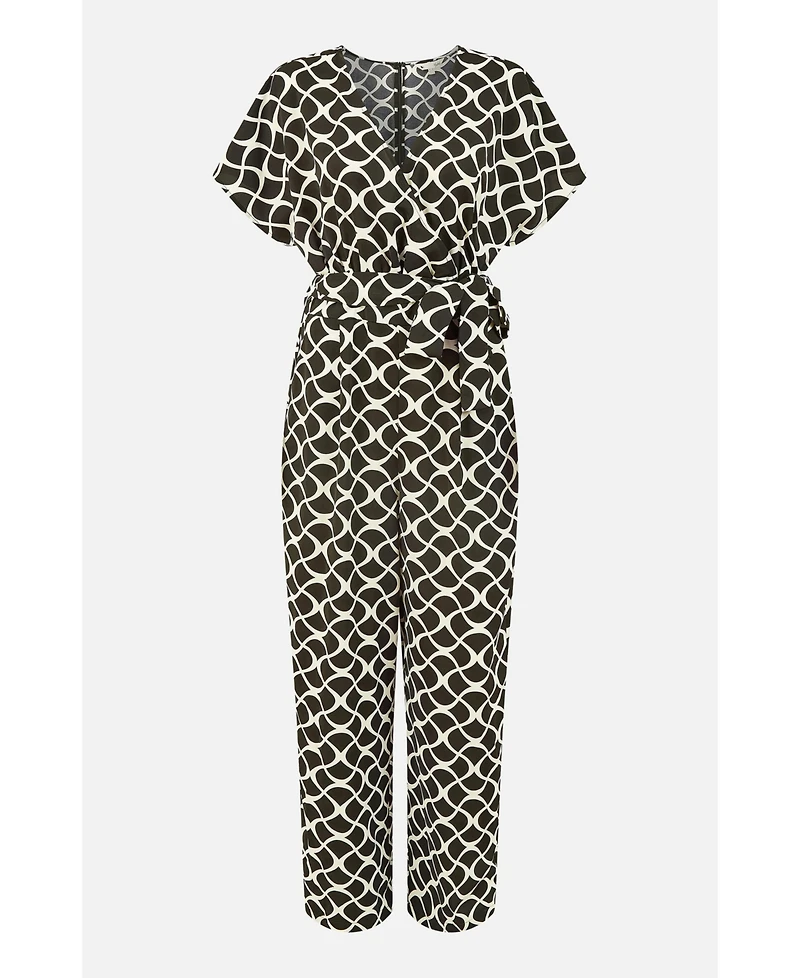 Yumi Women's Geometric Print Wrap Jumpsuit