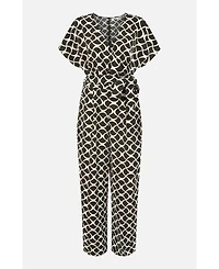 Yumi Women's Geometric Print Wrap Jumpsuit