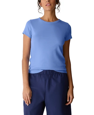 Eileen Fisher Women's Cotton-Blend Crewneck T-Shirt, Regular And Plus