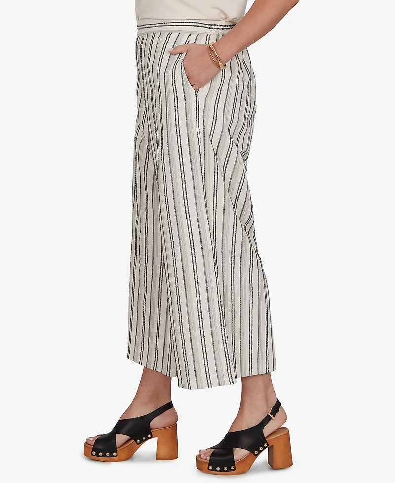 Ruby Rd. Plus Textured Stripe Elastic Waist Cropped Pants