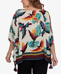Ruby Rd. Plus Paradise Birds Printed Crepe T-Shirt