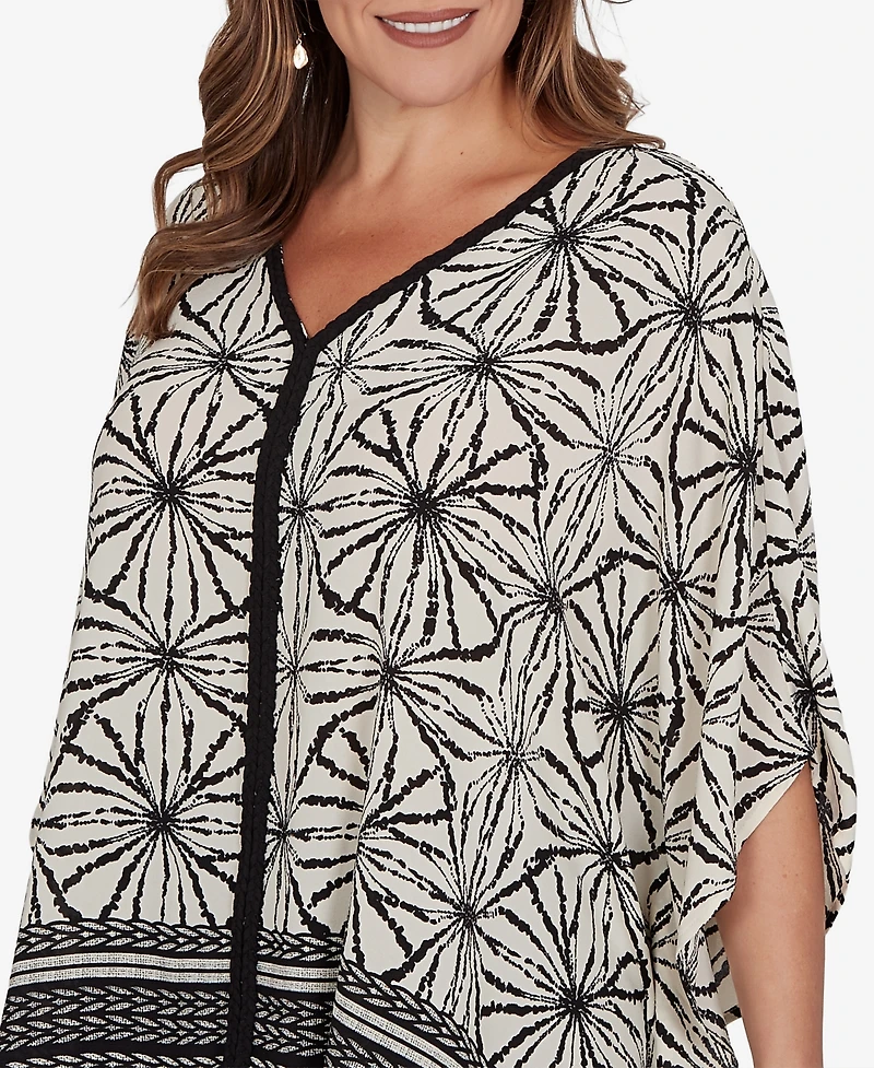 Ruby Rd. Plus Geo Border Print Crepe T-Shirt