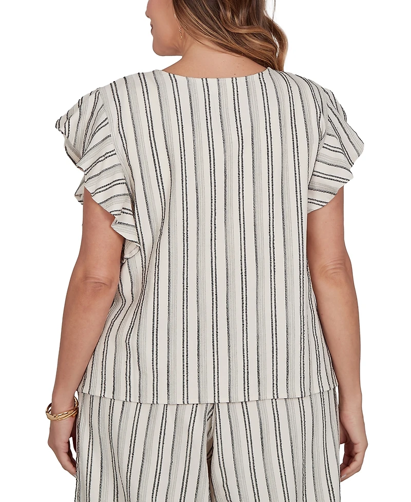 Ruby Rd. Plus Flutter Sleeve Textured Stripe Top