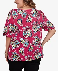 Ruby Rd. Plus Etched Floral Puff Print T-Shirt