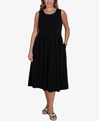 Ruby Rd. Plus Crochet Trim Stretch Knit Midi Dress