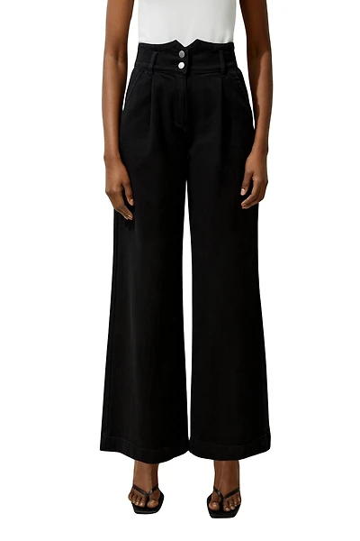 Karen Millen Women's Denim Wide Leg High Waisted Jeans