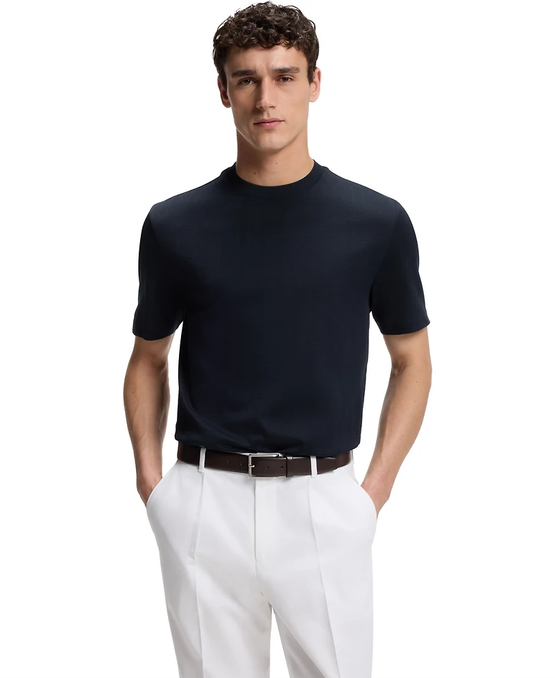 Boss by Hugo Men's Cotton Regular-Fit Jacquard Structure T-Shirt
