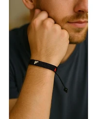 Silent Strength Beaded Bracelet – Black with Red & White Triangles