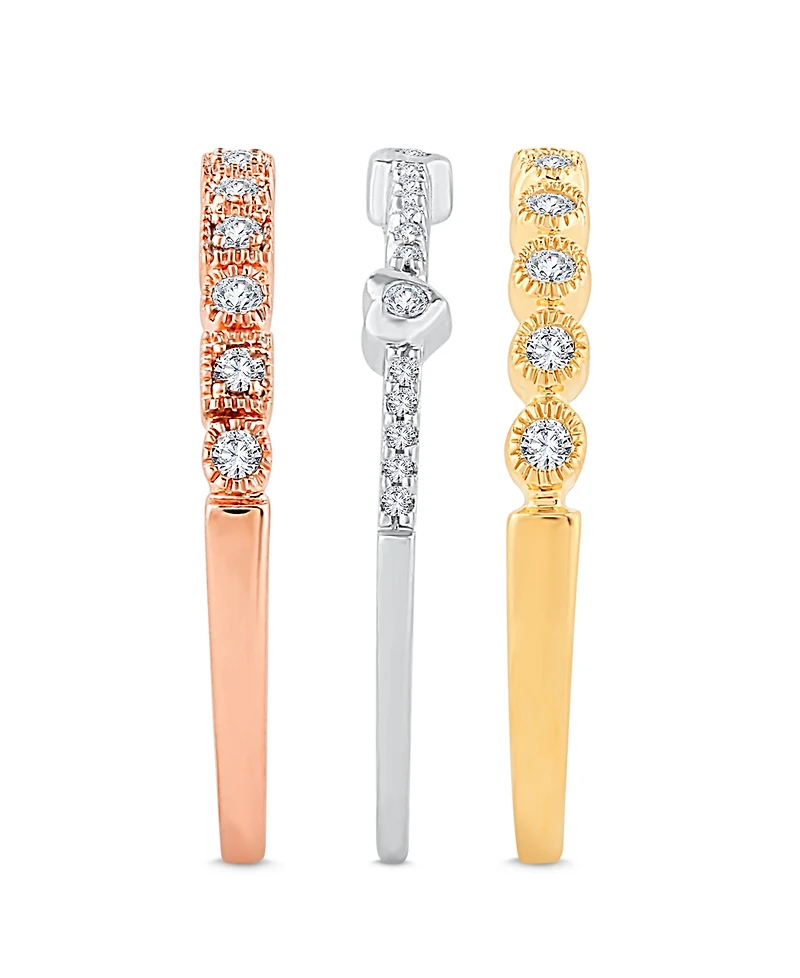 3-Pc. Set Diamond Stacking Rings (3/8 ct. t.w.) 14k Gold, White Gold & Rose