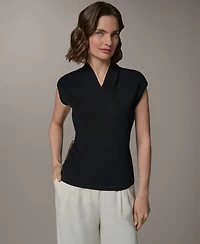 Donna Karan New York Women's Faux Wrap V-Neck Sweater