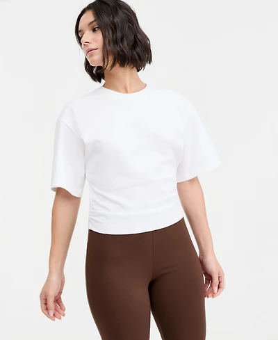 Bar Iii Women's Cotton Elbow-Sleeve Sculpted T-Shirt, Macy's Exclusive