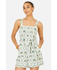 Yumi Women's Palm Print Cotton Playsuit