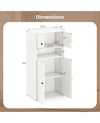 Gymax 2PCS 44'' Tall Bookshelf w/Doors and Adjustable Shelf for Study Living Room