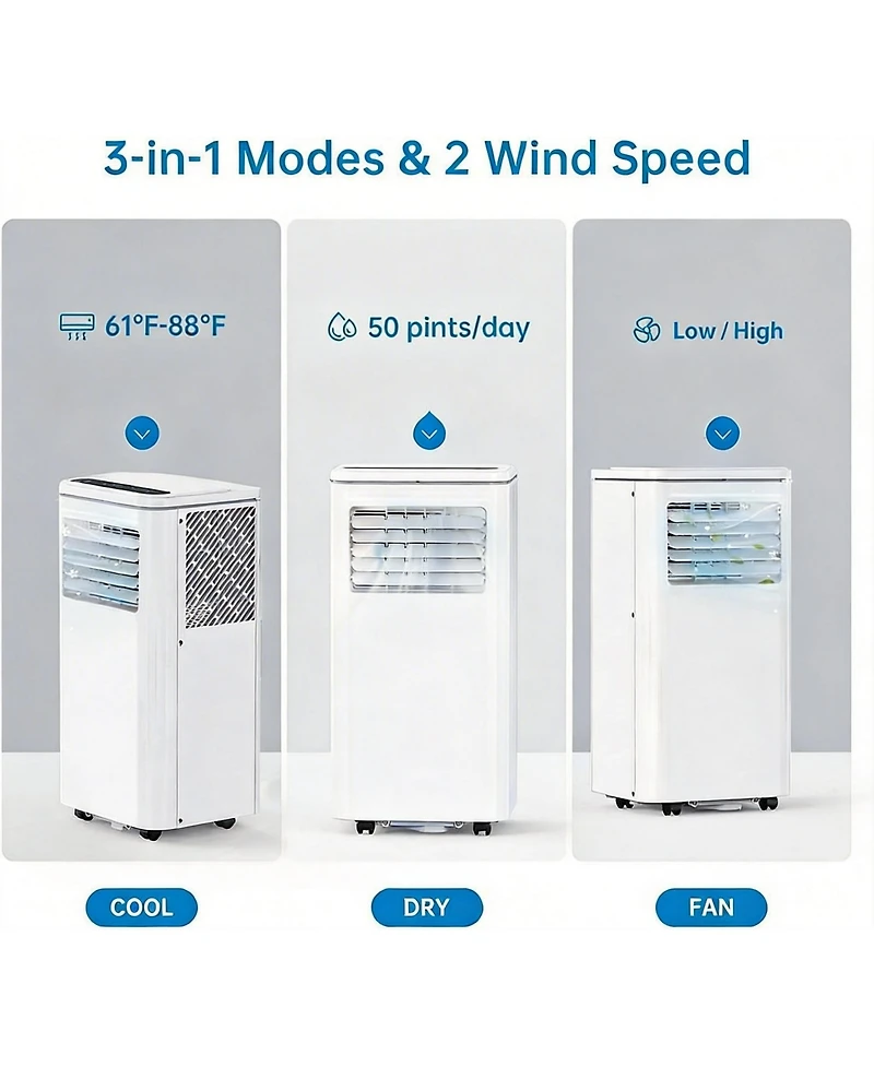 Xo 8000 Btu Portable Air Conditioners, with Cooling, Dehumidifier and Fan