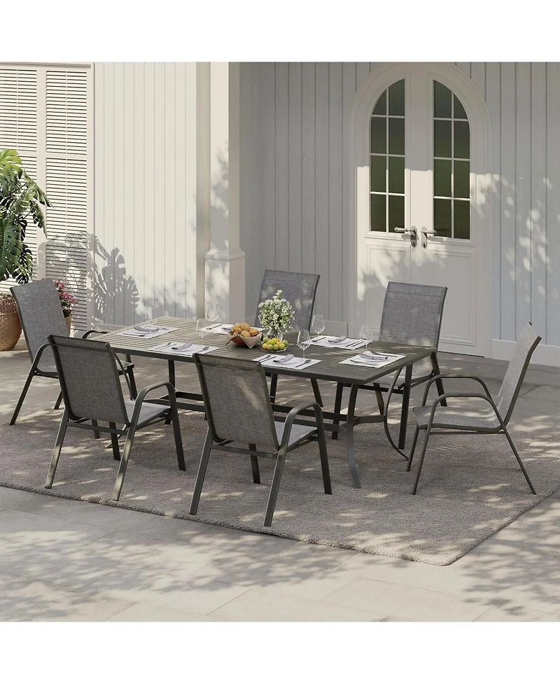 Xo Set of Outdoor Stackable Patio Chairs with High Back for Backyard Poolside Garden Balcony