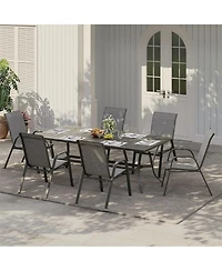Xo Set of Outdoor Stackable Patio Chairs with High Back for Backyard Poolside Garden Balcony