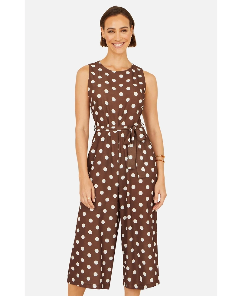 Yumi Women's Polka Dot Culotte Jumpsuit