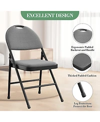 homfan 4 Piece Cushioned Folding Chairs with Ergonomic Wide Back, Reinforced Metal Frame and Nesting Stackable Design - Portable Seating for Events