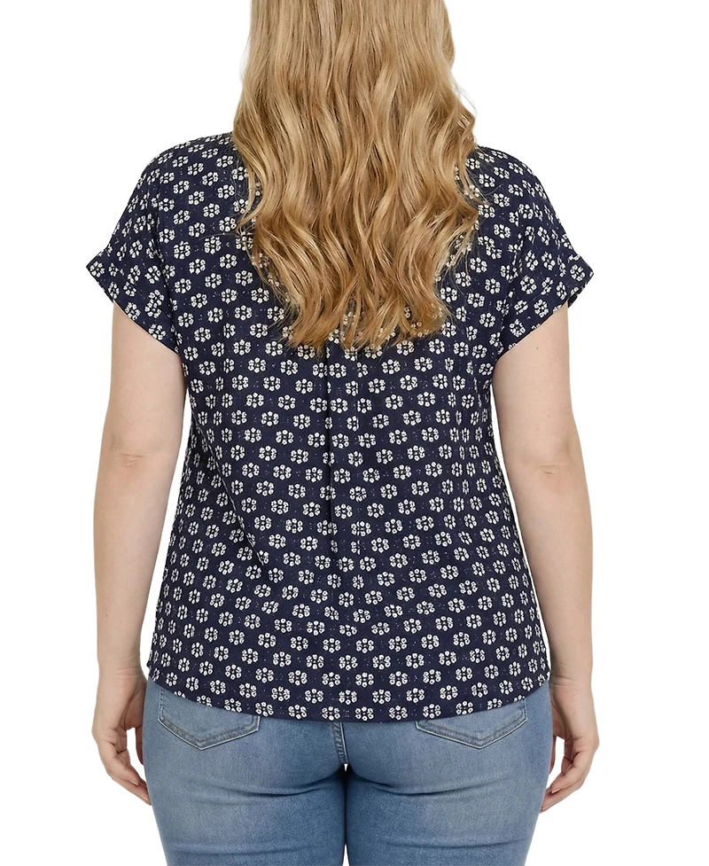 Ny Collection Plus Size Short Sleeve Lace Blouse