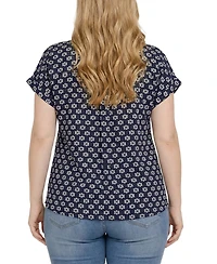 Ny Collection Plus Size Short Sleeve Lace Blouse