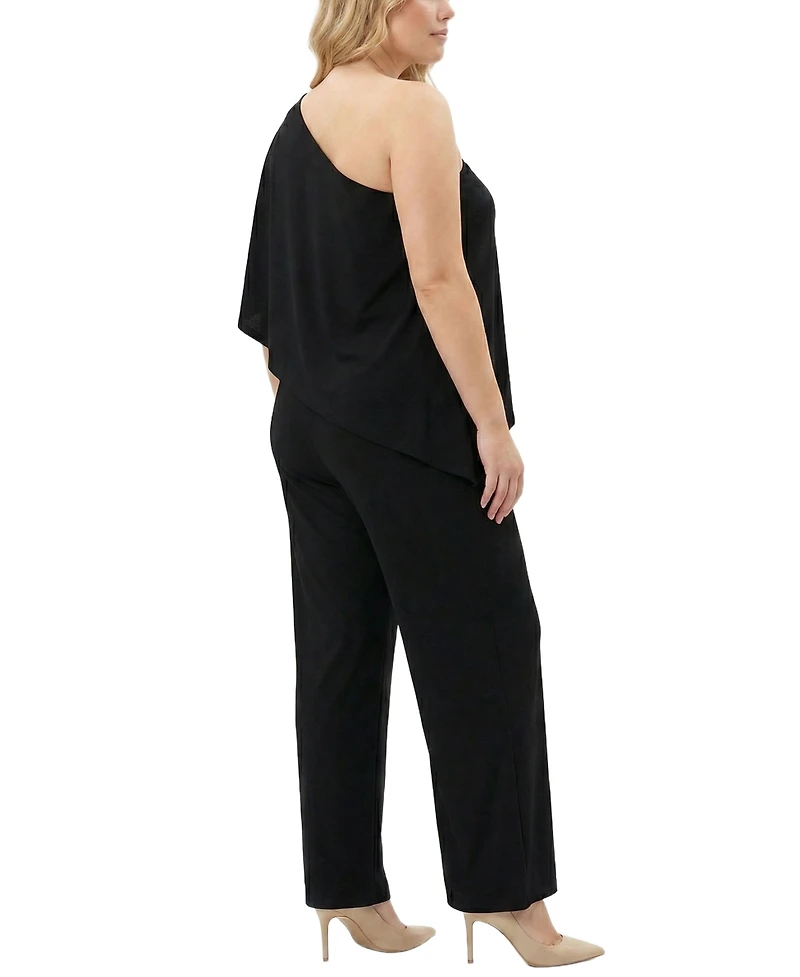 Ny Collection Plus Cape-Top Knit Jumpsuit