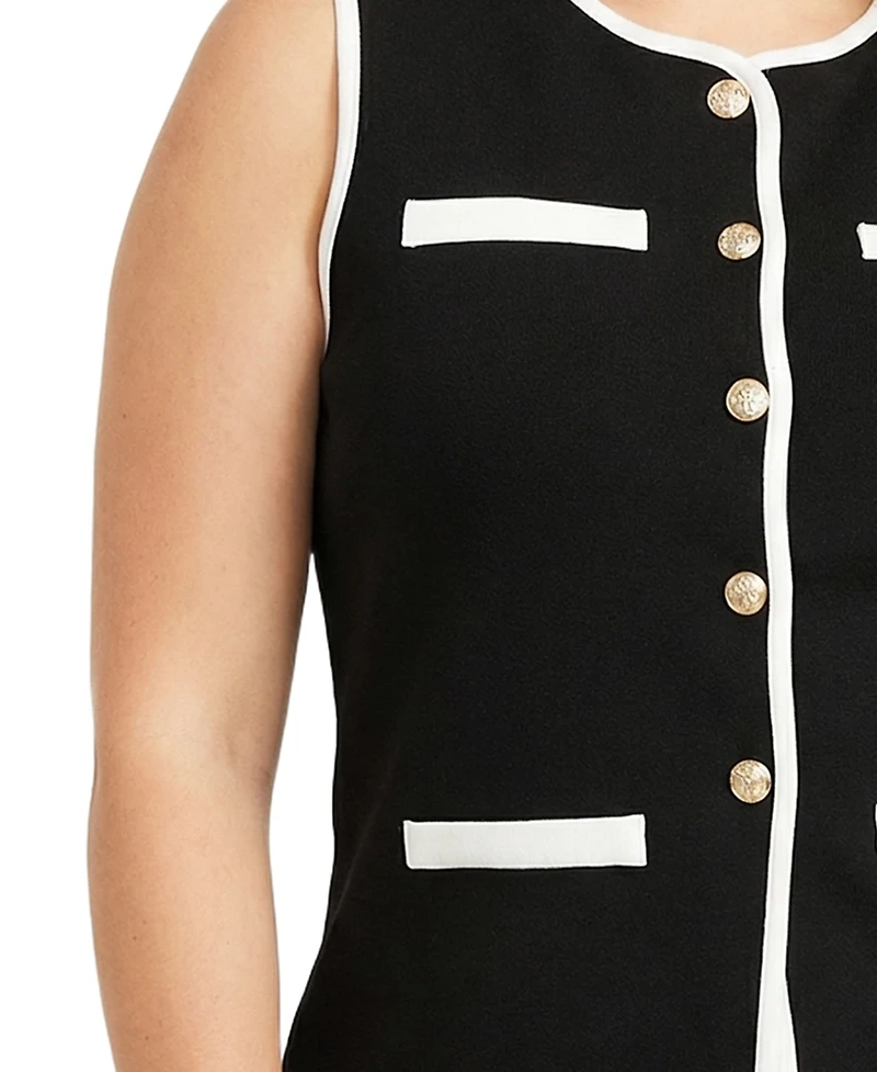 Ny Collection Plus Sleeveless Contrast-Edged Vest