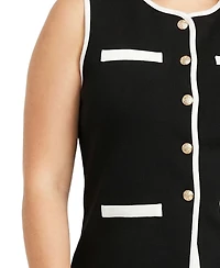 Ny Collection Plus Sleeveless Contrast-Edged Vest