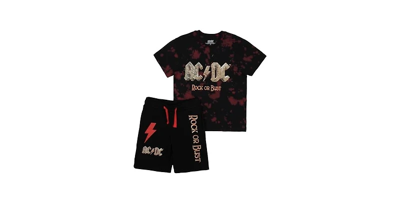 Ac/Dc Boys Acdc Rock Or Bust Short Sleeve T-shirt & Lounge Shorts Combo Set-xxl