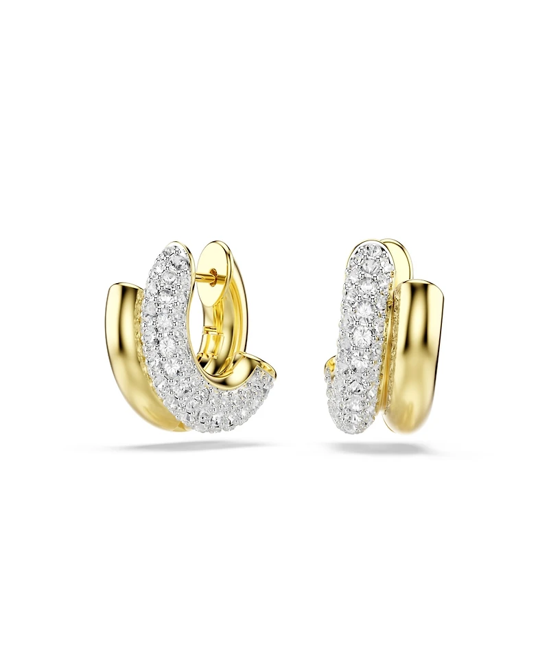 Swarovski Gold-Tone Plated Gleaming Clear Crystal Pave Earrings