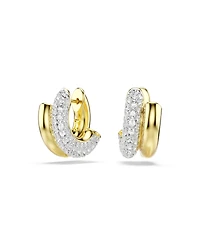 Swarovski Gold-Tone Plated Gleaming Clear Crystal Pave Earrings