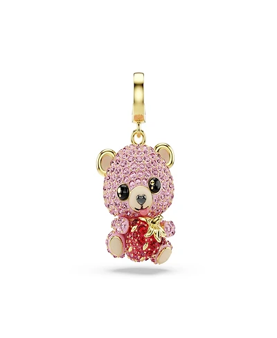 Swarovski Gold-Tone Plated Pink Teddy Bear Charm