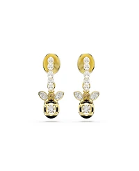 Swarovski Gold-Tone Plated Two Busy Bees Mini Hoop Earrings