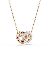 Swarovski Rose Gold-Tone Two Interlinked Tubular Ring Necklace