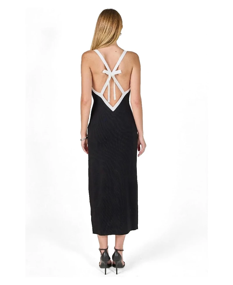 endless rose Women's Cross Back Knit Midi Dress