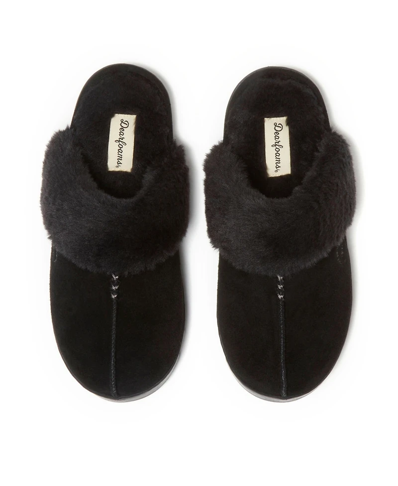 Dearfoams Women's Helena Genuine Suede Scuff House Shoe Slipper
