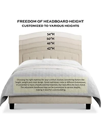 Boyel Living Upholstered Bed with Curved Button Tufted Headboard Modern Platform Frame Solid Wood Structure