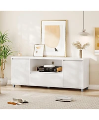 homfan Modern Fluted Tv Stand with Storage Drawer and Cabinets