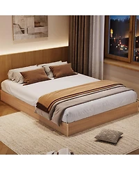 homfan Wood Platform Bed Frame with Fluted Design, Low Profile Bed, Quiet Slat Support