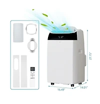 Xo 14,000 Btu 3-in-1 Portable Ac for Rooms Up to 750 Sq. Ft., Ultra-Quiet Energy Saving Dehumidifier and Fan, Remote
