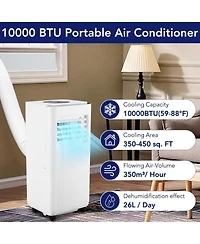 Xo 10,000 Btu Portable Ac, 3-in-1 Cooling, Dehumidifier and Fan, Auto Swing, Sleep Mode and 24-Hour Timer, Window Kit