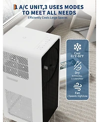 Xo 14,000 Btu Portable 3-in-1 Air Conditioner with Remote, Led Display