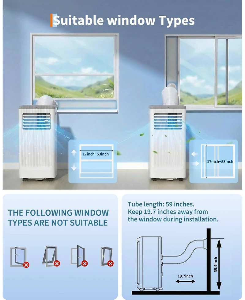 Xo 10,000 Btu Portable Ac with Heater, Remote, Led Display, Sleep Mode and Installation Kit for Up to 450 Sq. Ft